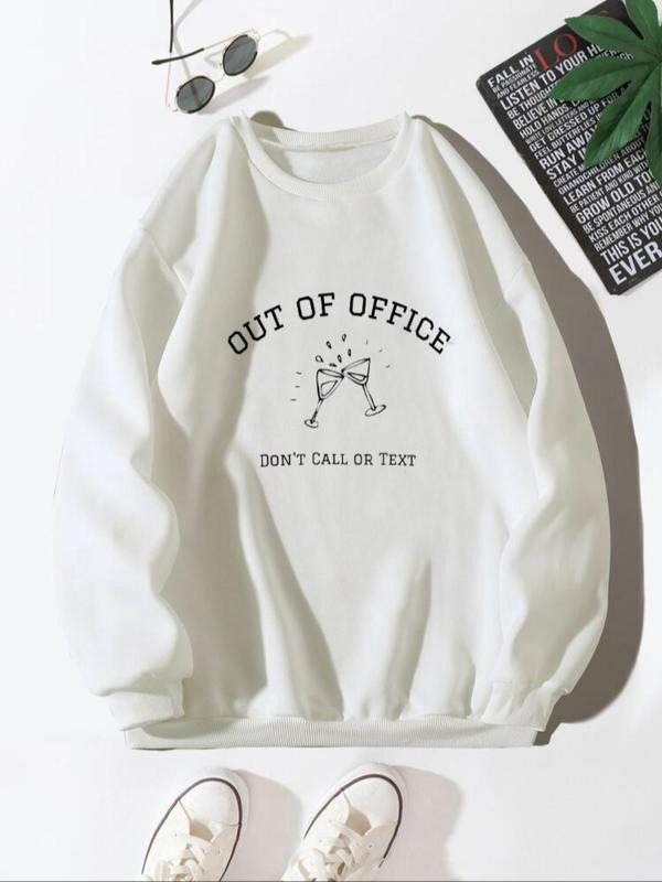 Women's Cartoon Graphic Print Round Neck Sweatshirt, Casual Fashion Drop Shoulder Long Sleeve Pullover for Daily Wear,...