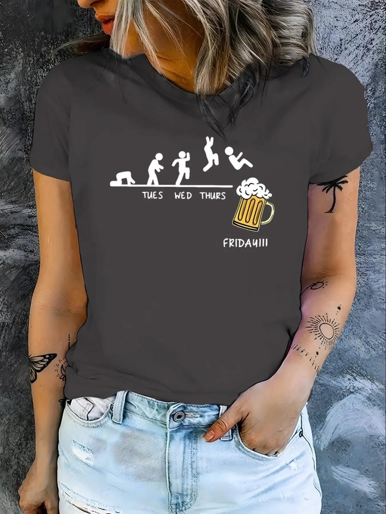 Women's Cartoon Graphic Print Round Neck Tee, Fashion Casual Short Sleeve T-shirt, Ladies Summer Clothes for Daily Wear...
