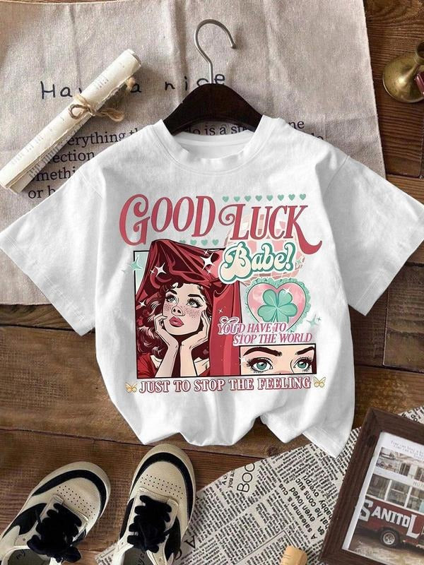 Women's Cartoon Mermaid Round Neck Graphic Tee, Fashion Casual Crew Neck T-Shirt for Daily Holiday Vacation Outdoor Wear,...