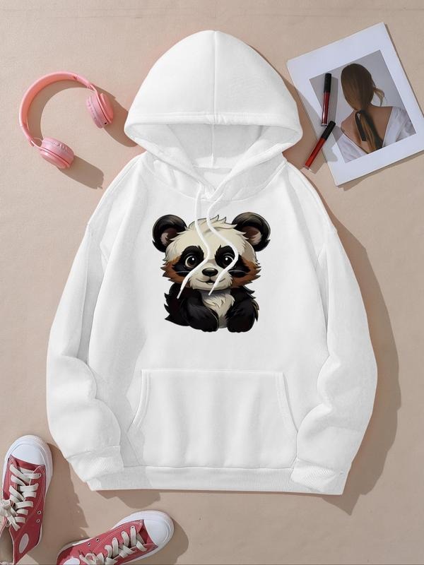 Women's Cartoon Panda Print Hoodie, Fashion Casual Hooded Sweatshirt for Daily Holiday Outdoor Wear, Women Clothing for...