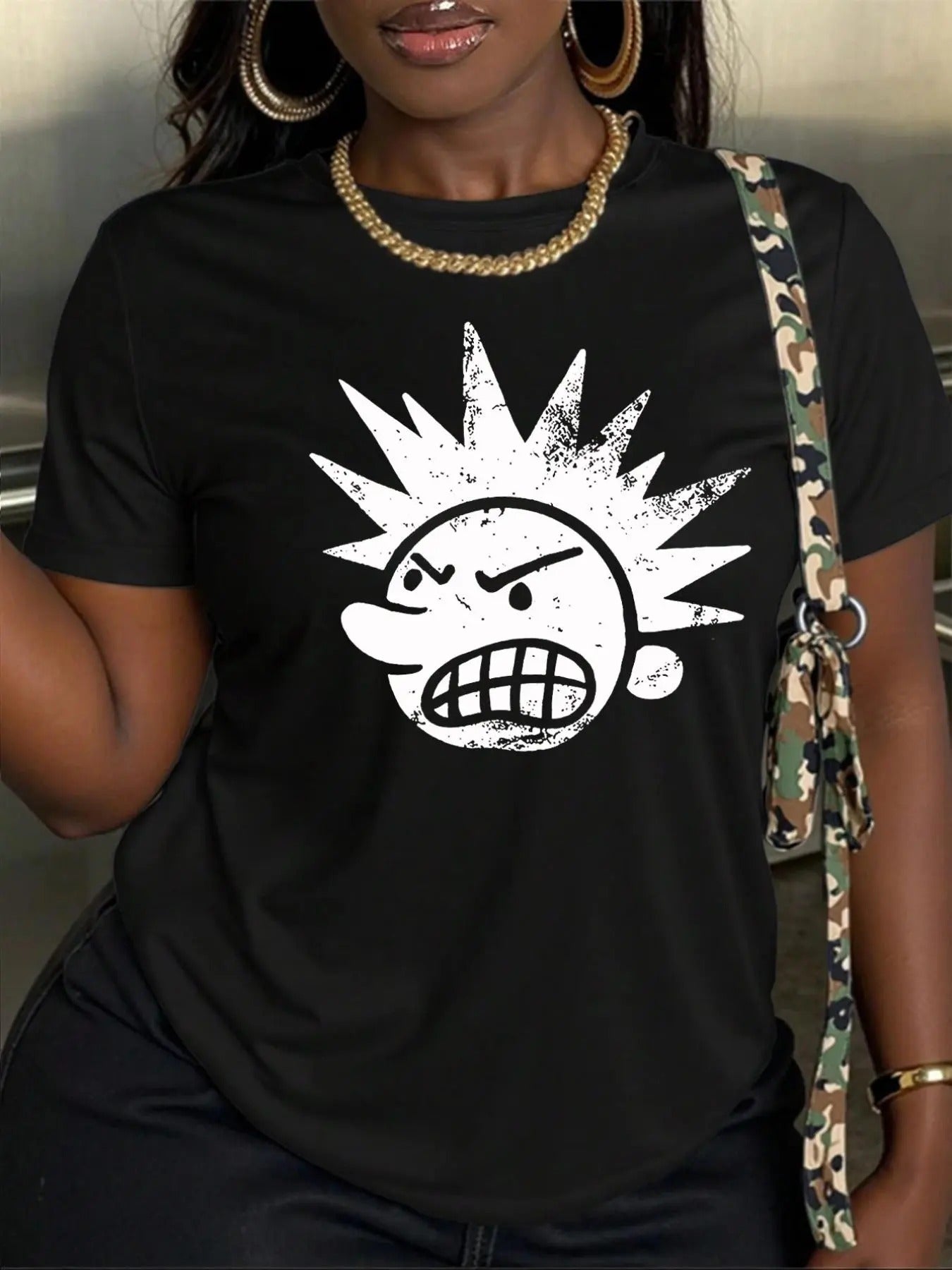 Women's Cartoon Print Round Neck Tee, Fashion Casual Crew Neck T-Shirt for Daily Holiday Vacation Outdoor Wear, Ladies...