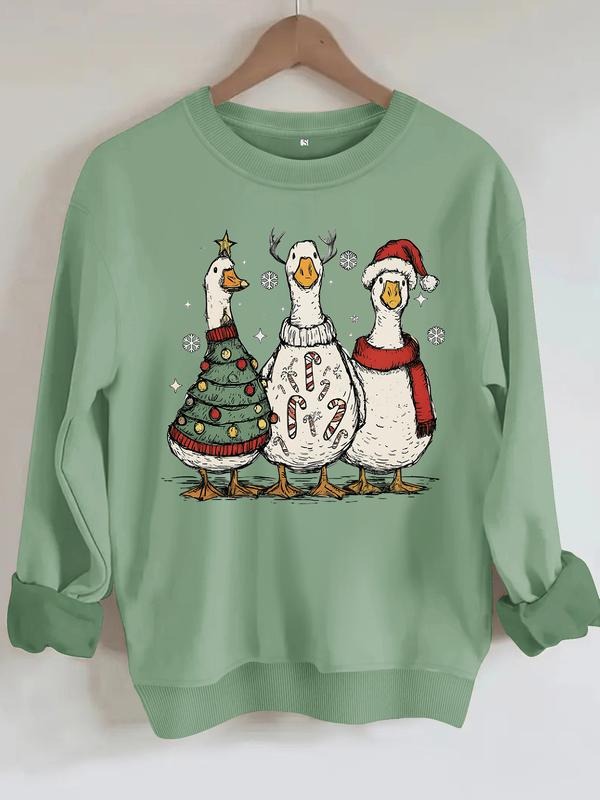 Women's Casual Christmas Pattern Pullover Sweatshirt, Soft Long Sleeve Round Neck, All-Season Comfort, Durable Fabric...