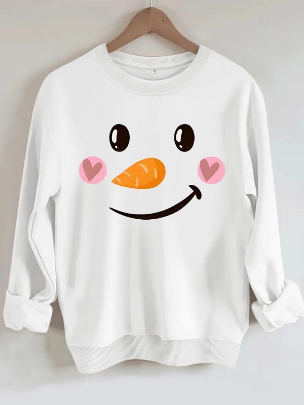 Women's Casual Christmas Snowman Sweatshirt, Soft Long Sleeve Round Neck Pullover, All-Season Comfort, Durable Fabric...