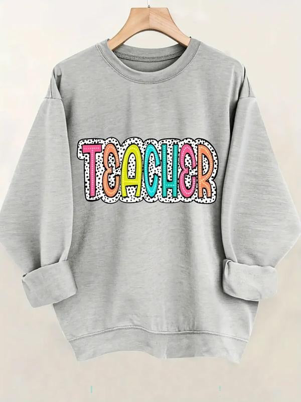 Women's Casual Crew Neck Pullover Sweatshirt, Fashionable All Season Wear, Fun Letter Print Design, Perfect Gift Choice...