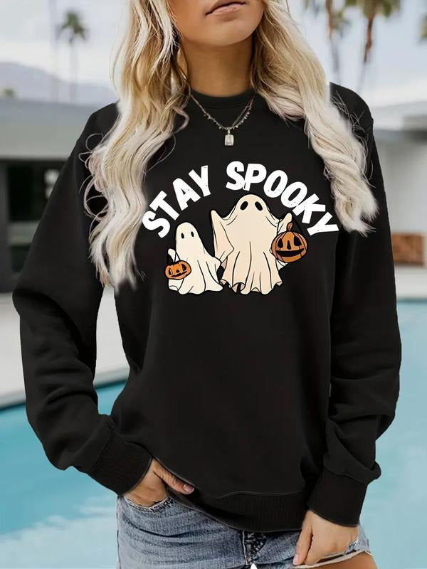 Women's Casual Disco Pumpkin Halloween Sweatshirt, Soft Long Sleeve Round Neck Pullover, Comfortable Daily Wear T-Shirts,...