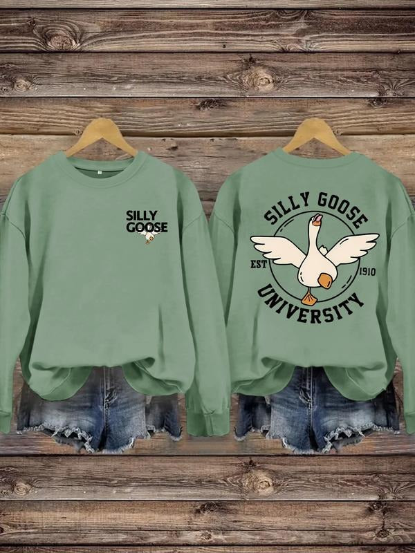 Women's Casual Duck Pattern Pullover Sweatshirt, Soft Long Sleeve Round Neck, All-Season Comfort, Durable Fabric...