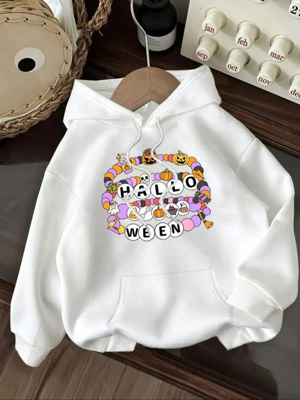 Women's Casual Fashion Loose Cartoon Halloween Print Hoodie, Fall & Winter Fitted Letter Pattern Sweatshirt, Moderate...