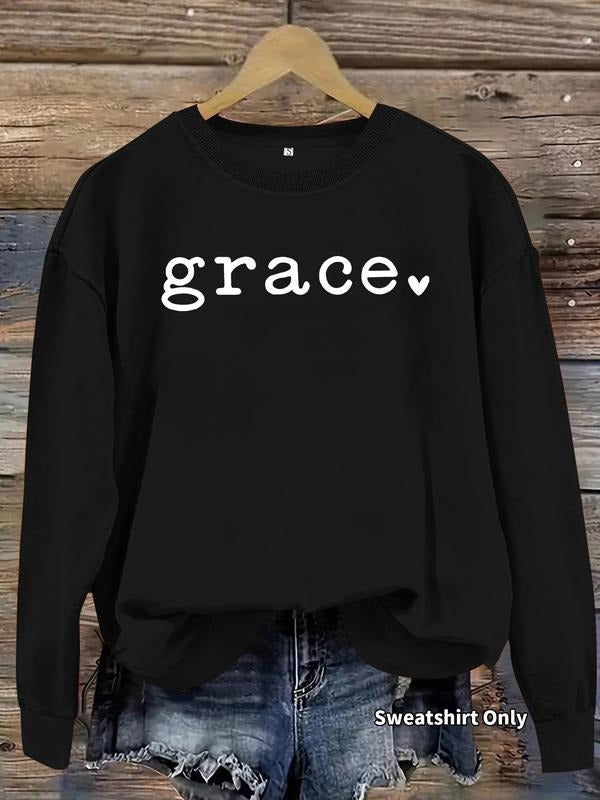 Women's Casual Grace Pattern Pullover Sweatshirt, Soft Long Sleeve Round Neck, All-Season Comfort, Durable Fabric...