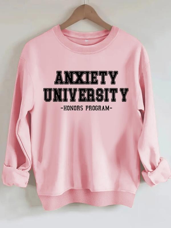 Women's Casual Letter Graphic Pullover Sweatshirt, Soft Long Sleeve Round Neck, All-Season Comfort, Durable Fabric...