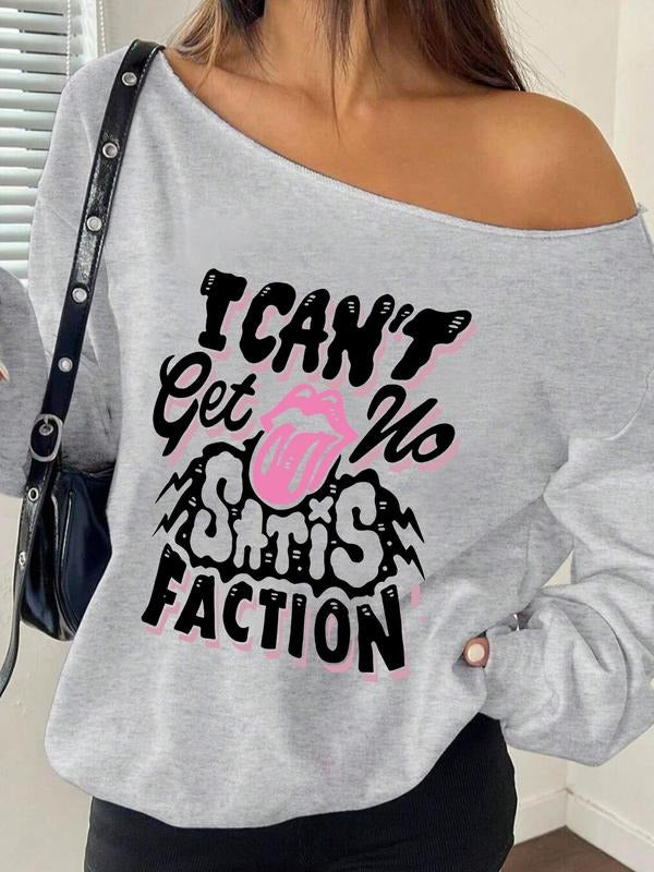 Women's Casual Letter Print Hoodie, Fitted Drop Shoulder Design, Fall & Winter Fashion, Moderate Fabric Thickness, Trendy...