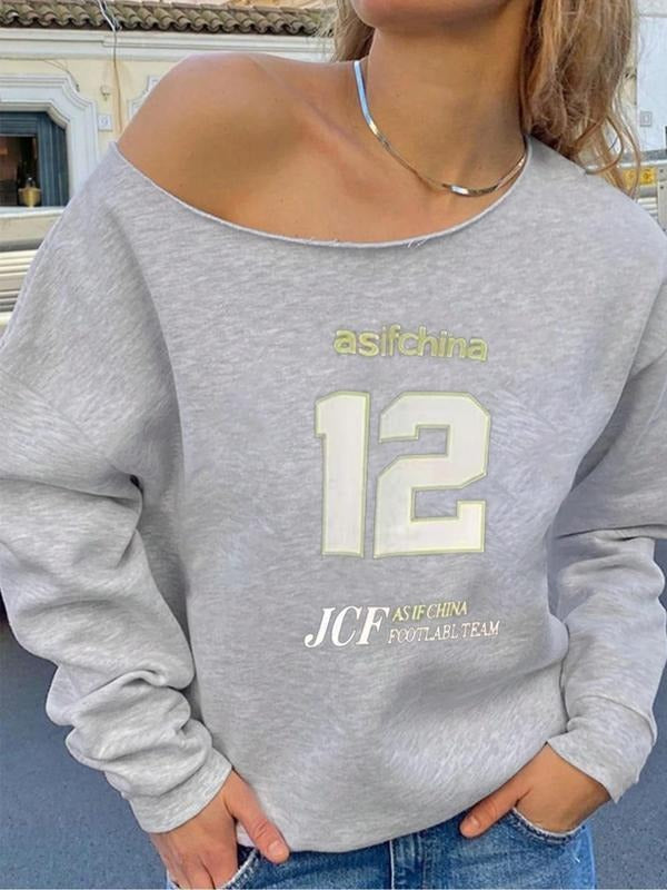 Women's Casual Letter Print Hoodie, Fitted Drop Shoulder Design, Fall & Winter Fashion, Moderate Fabric Thickness, Trendy...