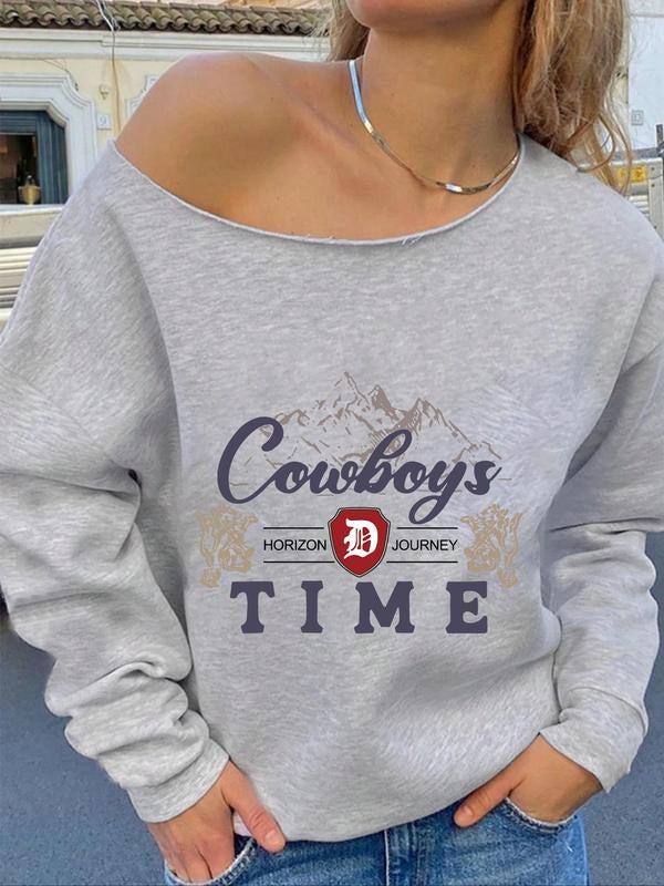Women's Casual Letter Print Hoodie, Fitted Drop Shoulder Design, Fall & Winter Fashion, Moderate Fabric Thickness, Trendy...