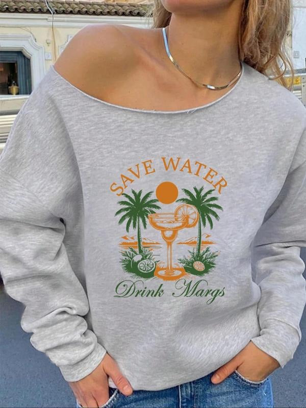 Women's Casual Letter Print Hoodie, Fitted Drop Shoulder Design, Fall & Winter Fashion, Moderate Fabric Thickness, Trendy...