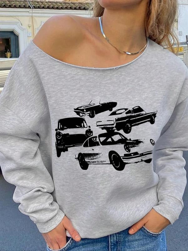 Women's Casual Letter Print Hoodie, Fitted Drop Shoulder Design, Fall & Winter Fashion, Moderate Fabric Thickness, Trendy...