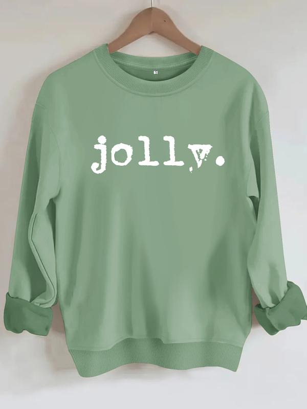 Women's Casual Letter Print Hoodie, Soft Long Sleeve Round Neck Sweatshirt, All-Season Comfort, Durable Fabric T-Shirts
