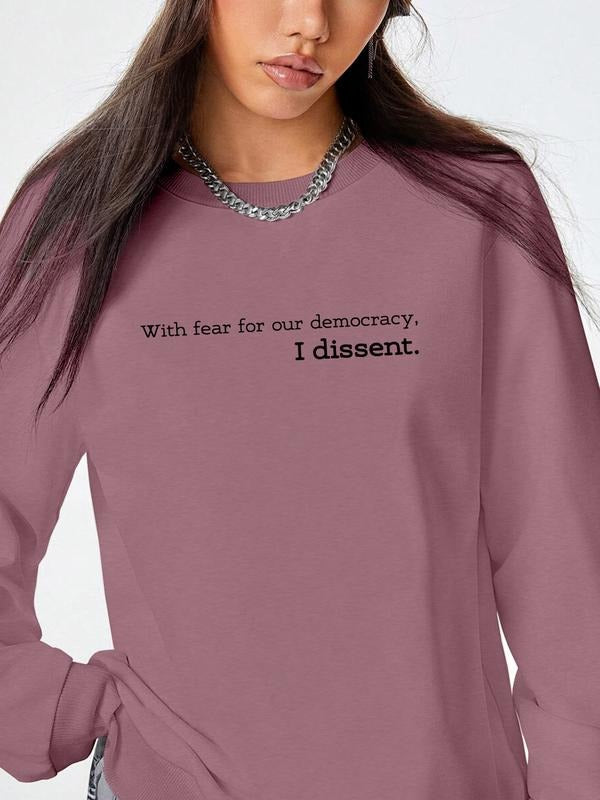 Women's Casual Letter Print Long Sleeve Round Neck Pullover Sweatshirt, Fitted Style, Fall & Winter Fashion, Available in...