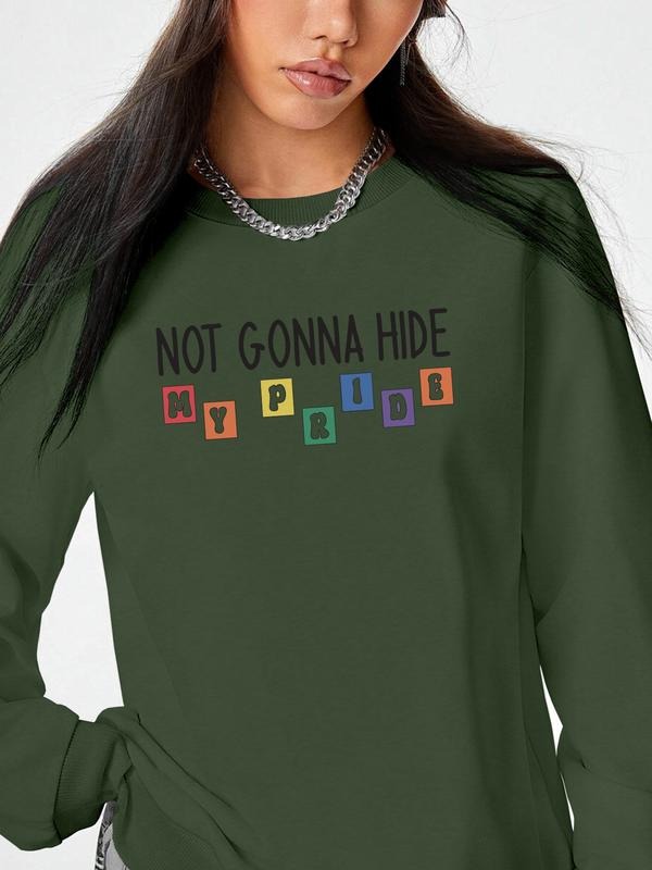 Women's Casual Letter Print Long Sleeve Round Neck Pullover Sweatshirt, Fitted Style, Fall & Winter Fashion, Available in...
