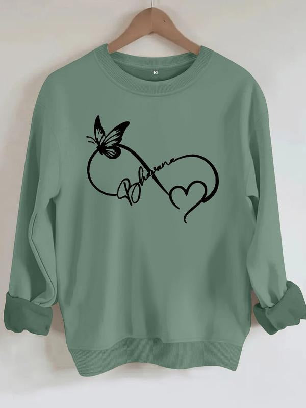 Women's Casual Letter Print Sweatshirt, Round Neck, Knit Fabric, All-Season Comfort, Fashionable Daily Wear style 02...