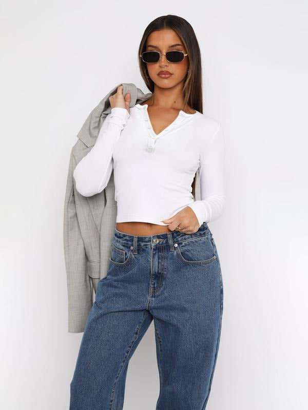 Women's Casual Long Sleeve Top for Fall, Loose-Fitting Thin Knit Fabric, Plain Design for Comfortable Everyday Wear...