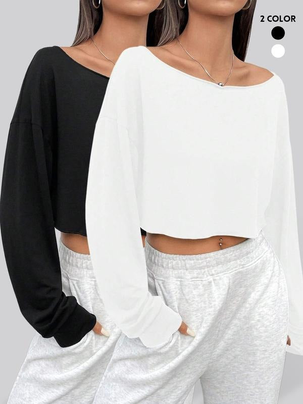 Women's Casual Long Sleeve Two-Piece Set, Summer Thin Fitted Kint Fabric, Stylish and Comfortable for Daily Wear...