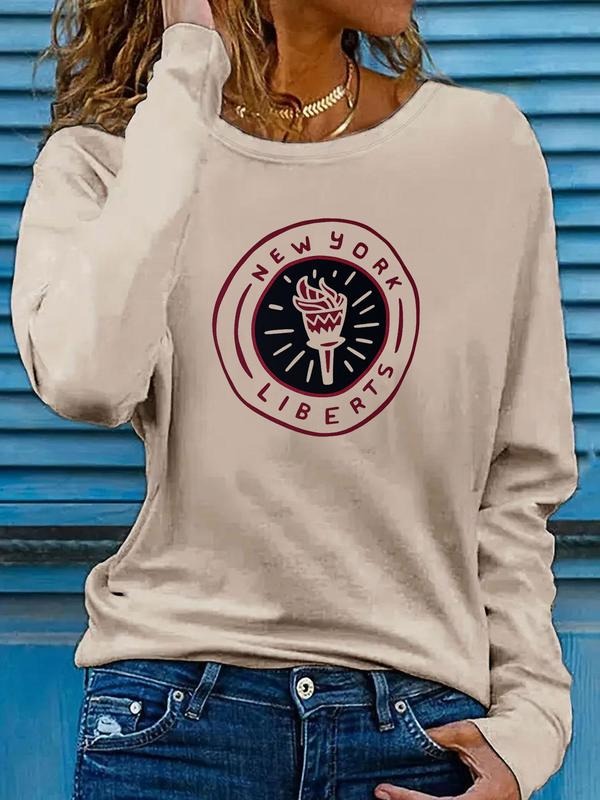 Women's Casual Loose-Fit Short Sleeve & Long Sleeve T-Shirt, Summer Fashion Letter Print Design, Comfortable Daily Wear...