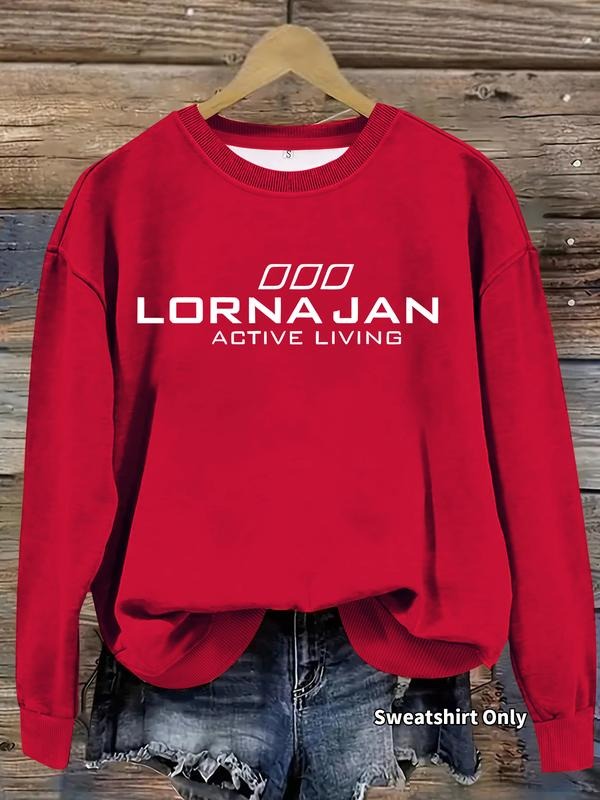 Women's Casual Lornajan Pattern Pullover Sweatshirt, Soft Long Sleeve Crew Neck, Comfortable Everyday Wear T-Shirts, Hoodie