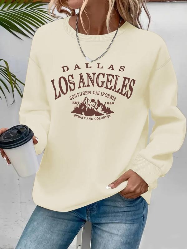 Women's Casual Los Angeles Mountain Pattern Pullover, Soft Long Sleeve Round Neck Sweatshirt, All-Season Comfort...