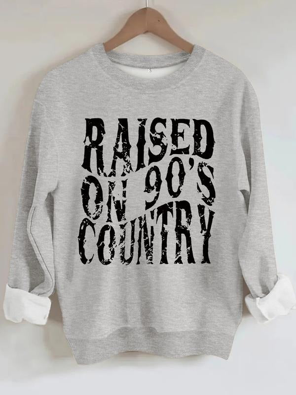 Women's Casual Raised on Country Pattern Pullover, Soft Long Sleeve Round Neck Sweatshirt, All-Season Comfort T-Shirts,...
