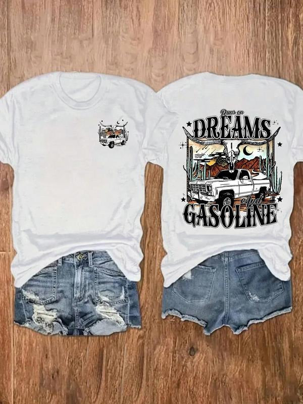 Women's Casual Short Sleeve Round Neck T-Shirt,Longhorn Western Graphic T-Shirt Graphic T-Shirt Cute Western T-Shirt...