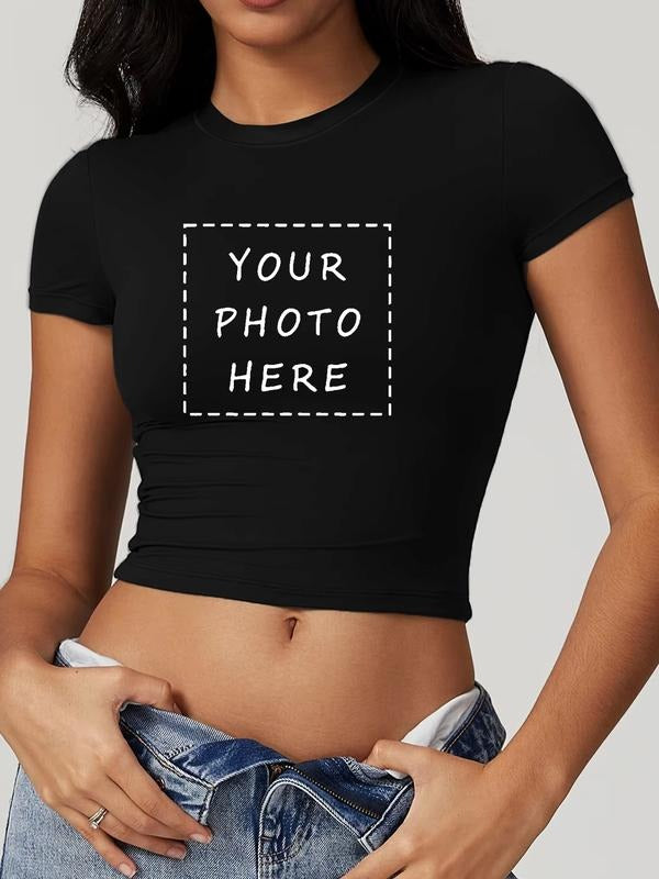 Women's Casual Summer Short Sleeve T-Shirt, Trendy Letter Print, Tight-Fitting Kint Fabric, Moderate Thickness, Perfect...
