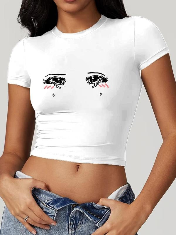 Women's Casual Summer Short Sleeve T-Shirt, Trendy Letter Print, Tight-Fitting Kint Fabric, Moderate Thickness, Perfect...