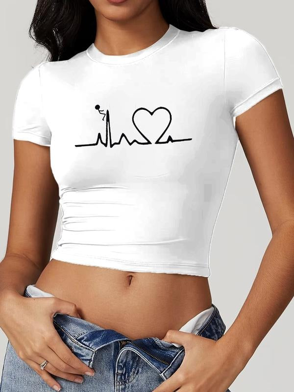 Women's Casual Summer Short Sleeve T-Shirt, Trendy Letter Print, Tight-Fitting Kint Fabric, Moderate Thickness, Perfect...