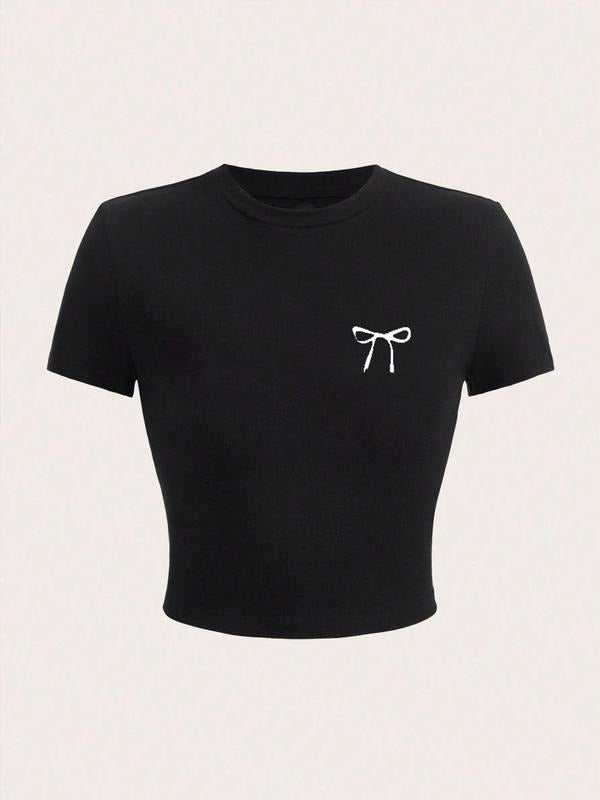 Women's Casual Summer Short Sleeve T-Shirt, Trendy Letter Print, Tight-Fitting Kint Fabric, Moderate Thickness, Perfect...