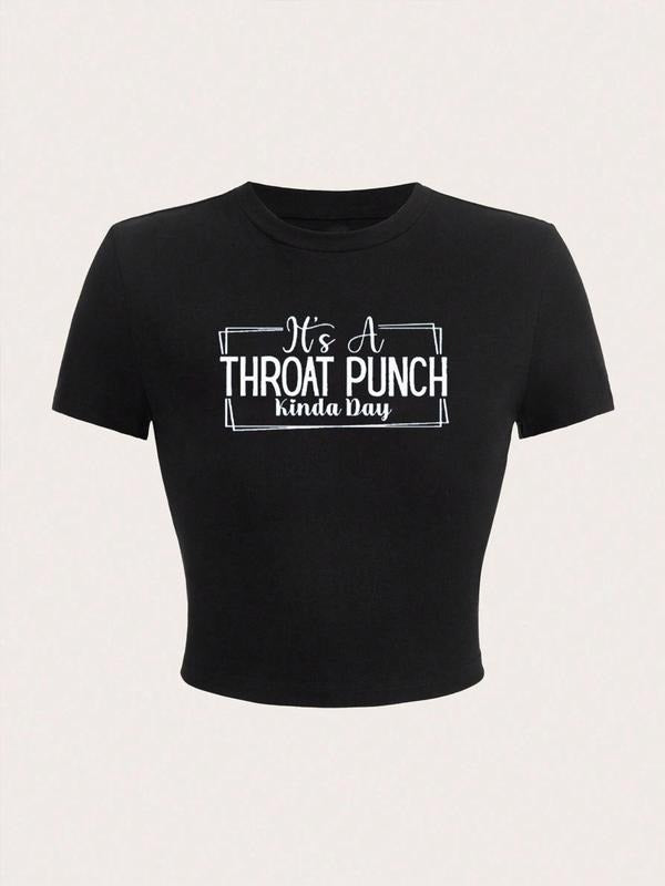 Women's Casual Summer Short Sleeve T-Shirt, Trendy Letter Print, Tight-Fitting Kint Fabric, Moderate Thickness, Perfect...