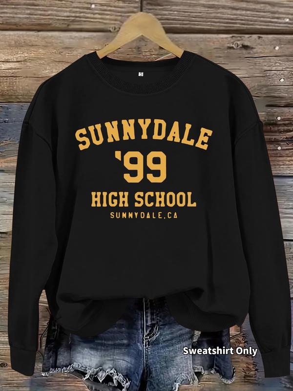 Women's Casual Sunnydale99 Print Hoodie, Soft Long Sleeve Round Neck Sweatshirt, All-Season Comfort, Durable Fabric T-Shirts