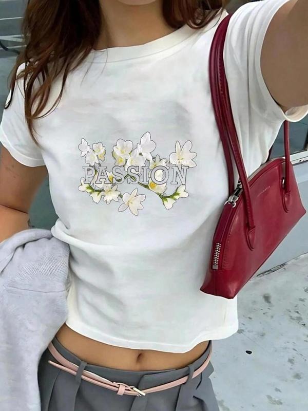 Women's Casual Tight-Fitting Short Sleeve T-Shirt, Summer Fashion Letter Print Design, Comfortable & Stylish Daily Wear...