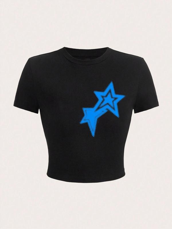 Women's Casual Tight-Fitting Short Sleeve T-Shirt, Trendy Letter Print Summer Top, European Style Comfortable Wear...