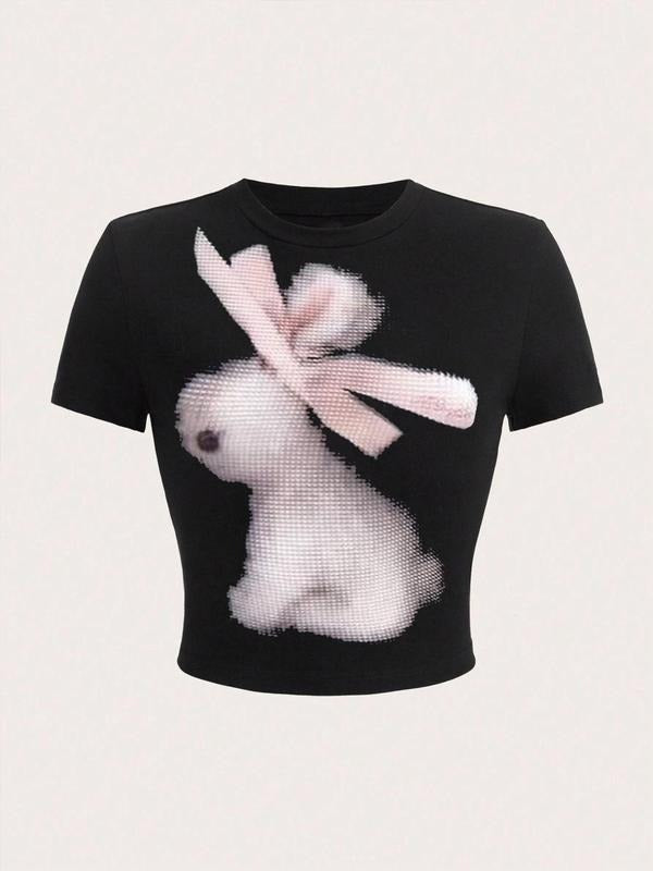 Women's Casual Tight-Fitting Short Sleeve T-Shirt, Trendy Letter Print Summer Top, European Style Comfortable Wear style...