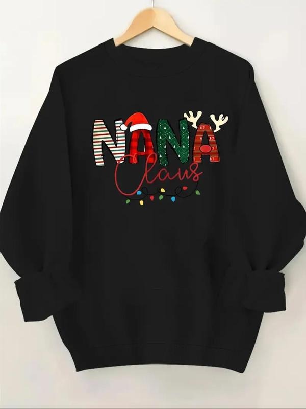 Women's Christmas Letter Print Drop Shoulder Thermal Lined  Sweatshirt, Casual Long Sleeve Round Neck Pullover for Fall &...