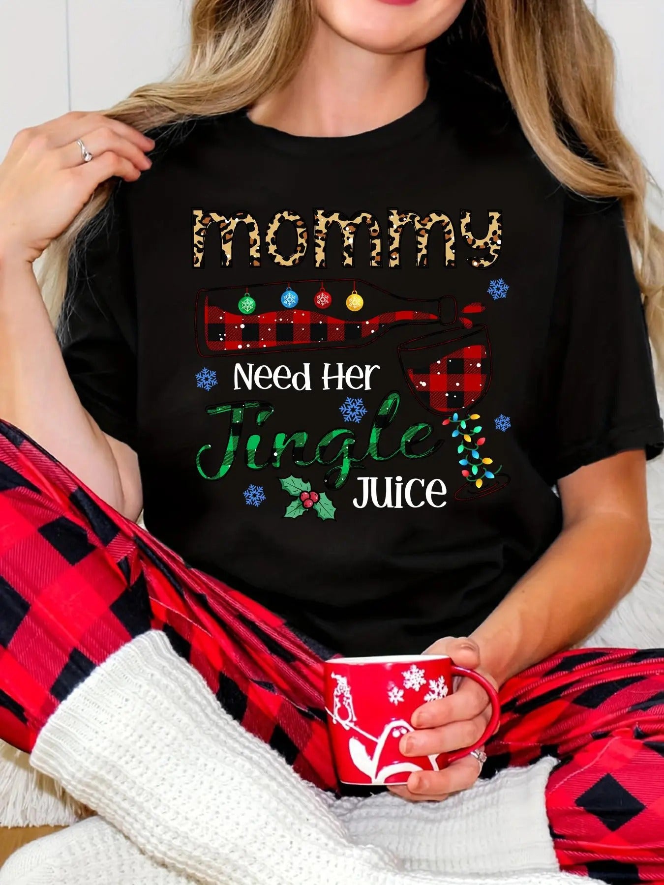 Women's Christmas Letter Print Round Neck Tee, Casual Short Sleeve Crew Neck T-Shirt for Summer, Fashion Women's Top for...