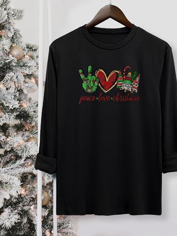 Women's Christmas Tree Print Long Sleeve Fitted Casual Top, Comfortable Fabric, Available in 10 Colors, All-Season Wear...