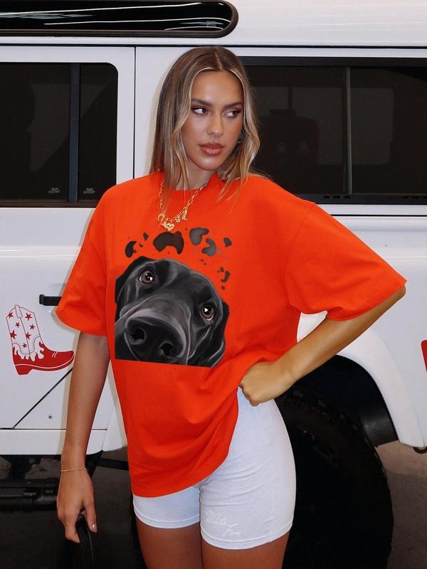 Women's Dog Print Round Neck Tee, Fashion Casual Crew Neck T-Shirt for Daily Holiday Vacation Outdoor Wear, Ladies...