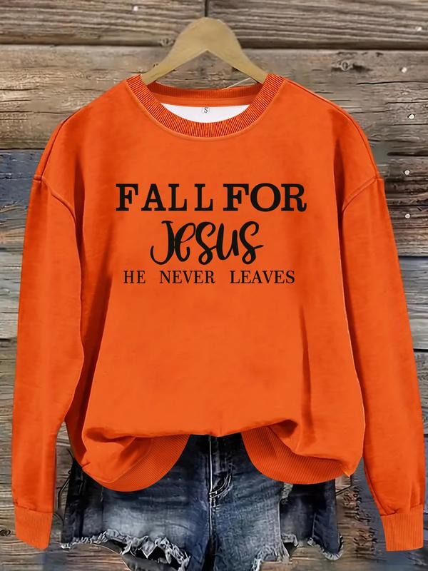 Women's Fall Winter Casual Long Sleeve Round Neck Slogan Print Christian Sweatshirt, Fitted Sporty Pullover for Ladies...