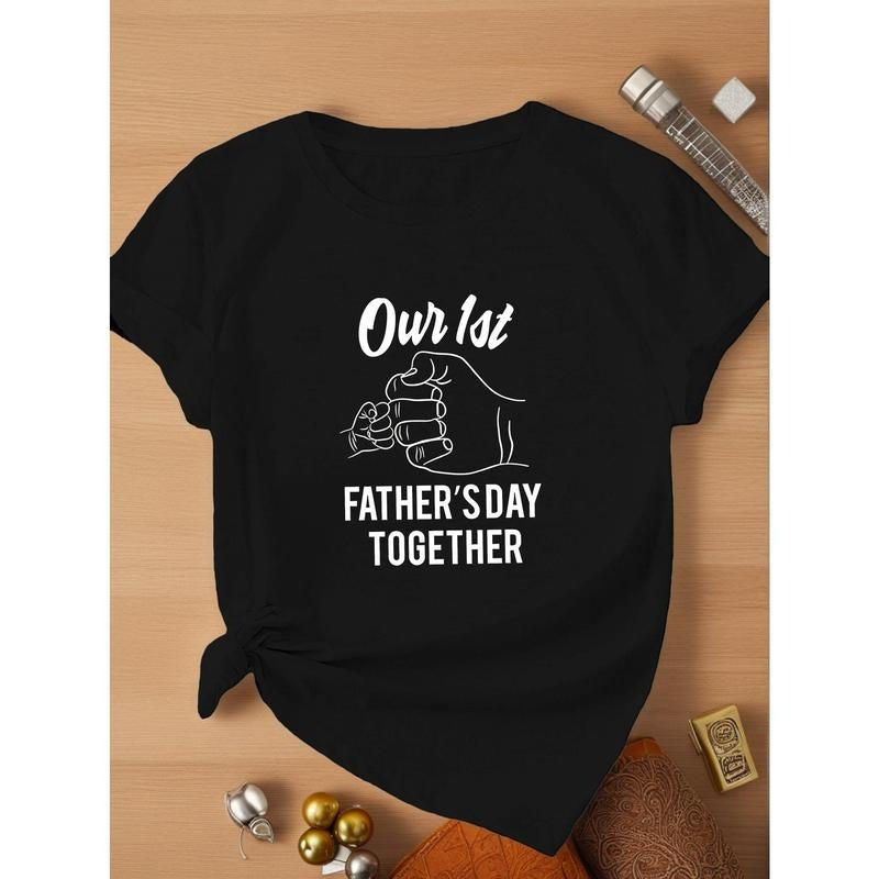 Women's First Father's Day Together Fist Bump Graphic T-Shirt