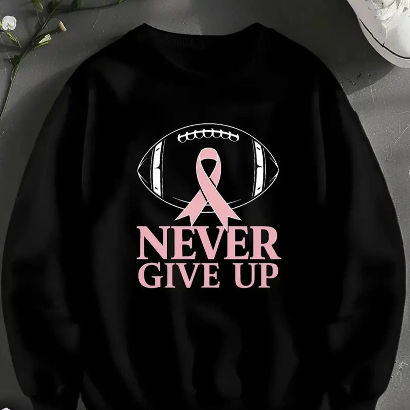 Women's Football Letter Print Drop Shoulder Sweatshirt, Casual Long Sleeve Round Neck Pullover for Fall & Winter, Ladies...