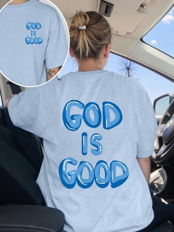 Women's God Is Good Christian Women's Round Neck Short Sleeve T-Shirt, Loose Fitting Comfortable Casual Top, Letter...