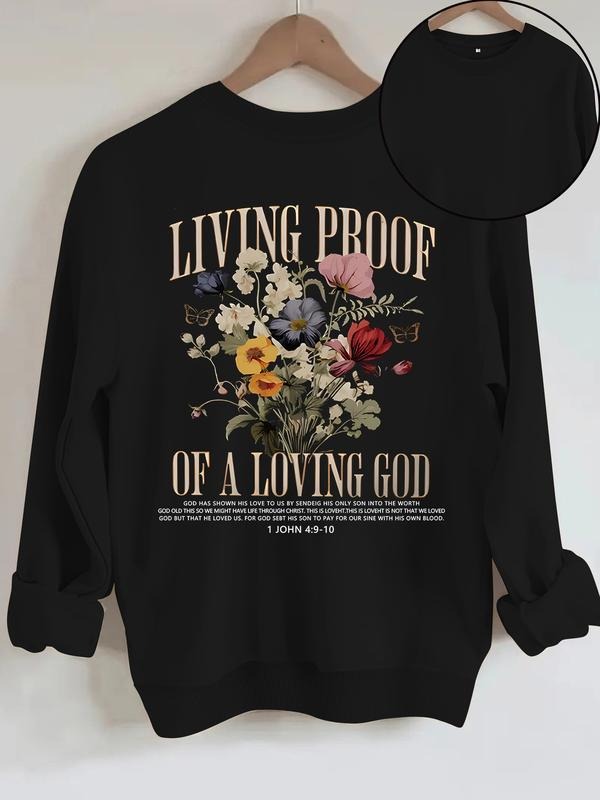 Women's Graphic Fitted Long Sleeve Top, Casual Fall & Winter Clothing, Warm Floral Pattern Sweater for Teachers and...