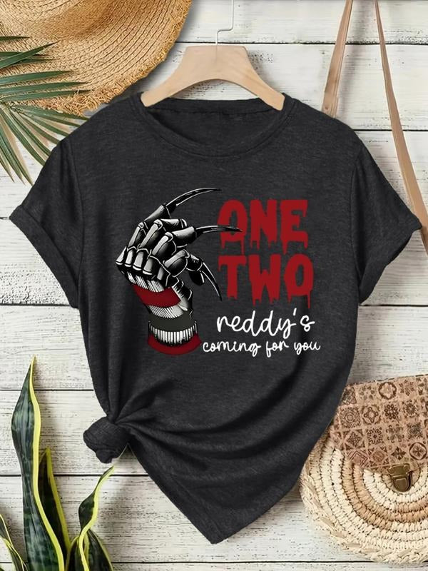 Women's Graphic Print Casual Fitted Summer Top, Round Neck Short Sleeve T-Shirt, Comfortable Breathable Daily Wear, S-Xxl...