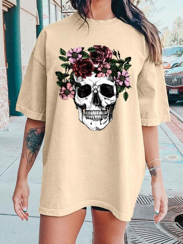 Women's Graphic Print Round Neck Tee, Fashion Casual Crew Neck T-Shirt for Daily Holiday Vacation Outdoor Wear, Ladies...