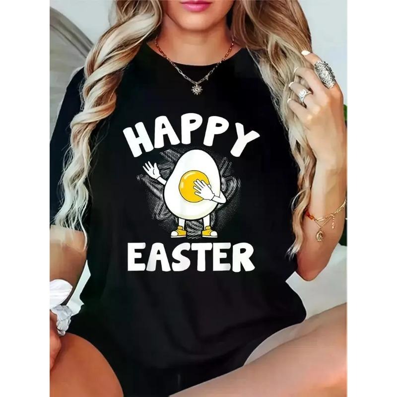 Women's Happy Easter Graphic T-Shirt | Casual Hoodie, Sweatshirt | PodTeesHub.com